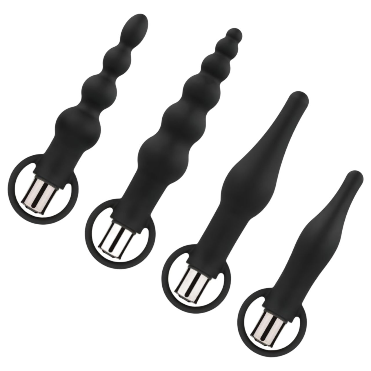 EasyToys - akkus anál vibrátor szett - 4 részes (fekete)