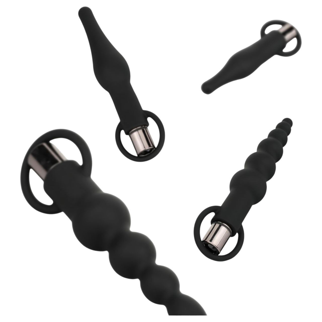 EasyToys - akkus anál vibrátor szett - 4 részes (fekete)