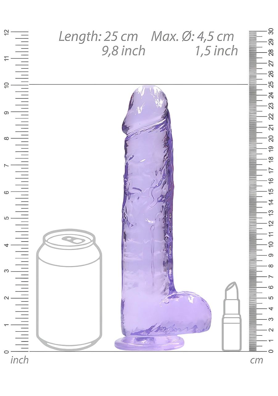 RealRock - átlátszó élethű dildó (lila, 22 cm)