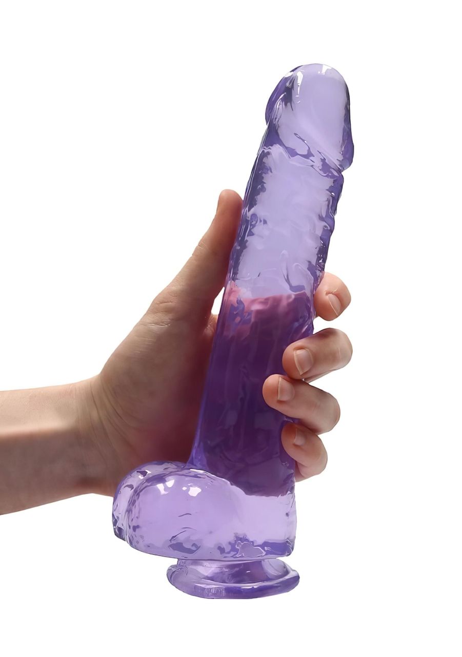 RealRock - átlátszó élethű dildó (lila, 22 cm)