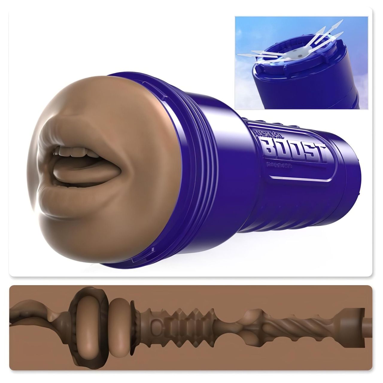 Fleshlight Boost Blow - élethű száj maszturbátor (barna)
