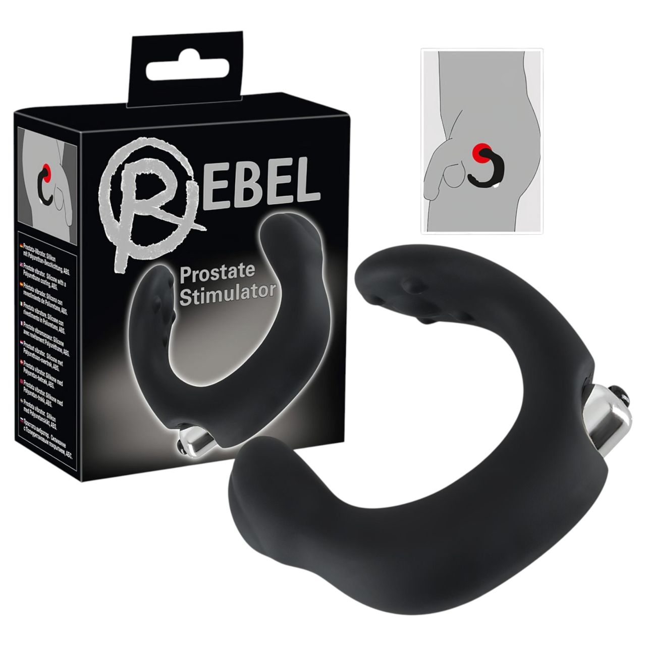 Rebel - íves prosztata vibrátor (fekete)
