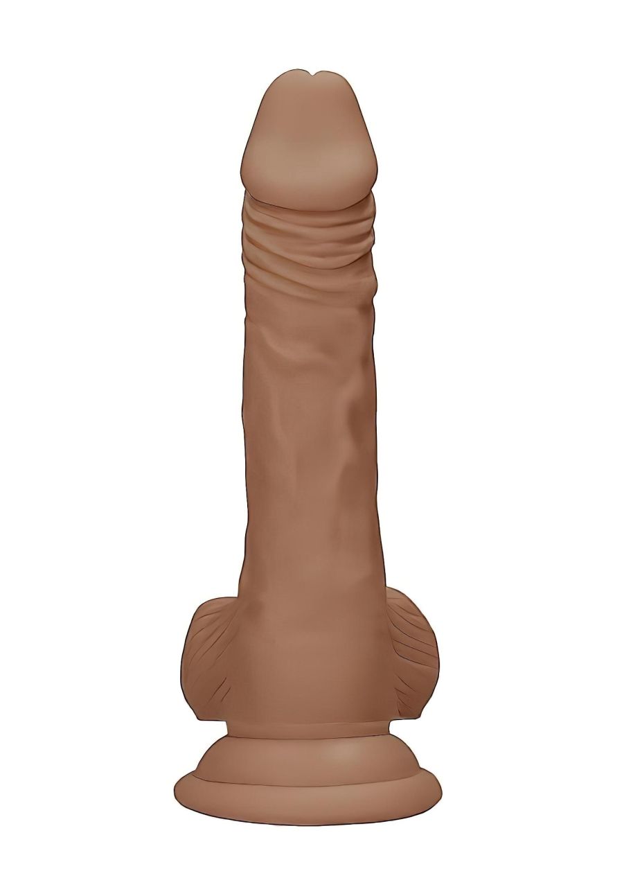 RealRock Dong 7 - élethű, herés dildó (17 cm) - sötét natúr RealRock Dong 7 - élethű, herés dildó (17 cm) - sötét natúr