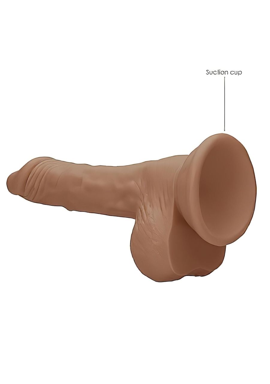 RealRock Dong 7 - élethű, herés dildó (17 cm) - sötét natúr RealRock Dong 7 - élethű, herés dildó (17 cm) - sötét natúr