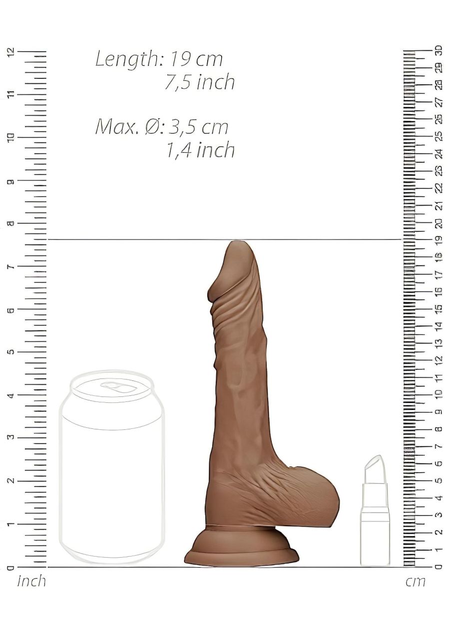 RealRock Dong 7 - élethű, herés dildó (17 cm) - sötét natúr RealRock Dong 7 - élethű, herés dildó (17 cm) - sötét natúr