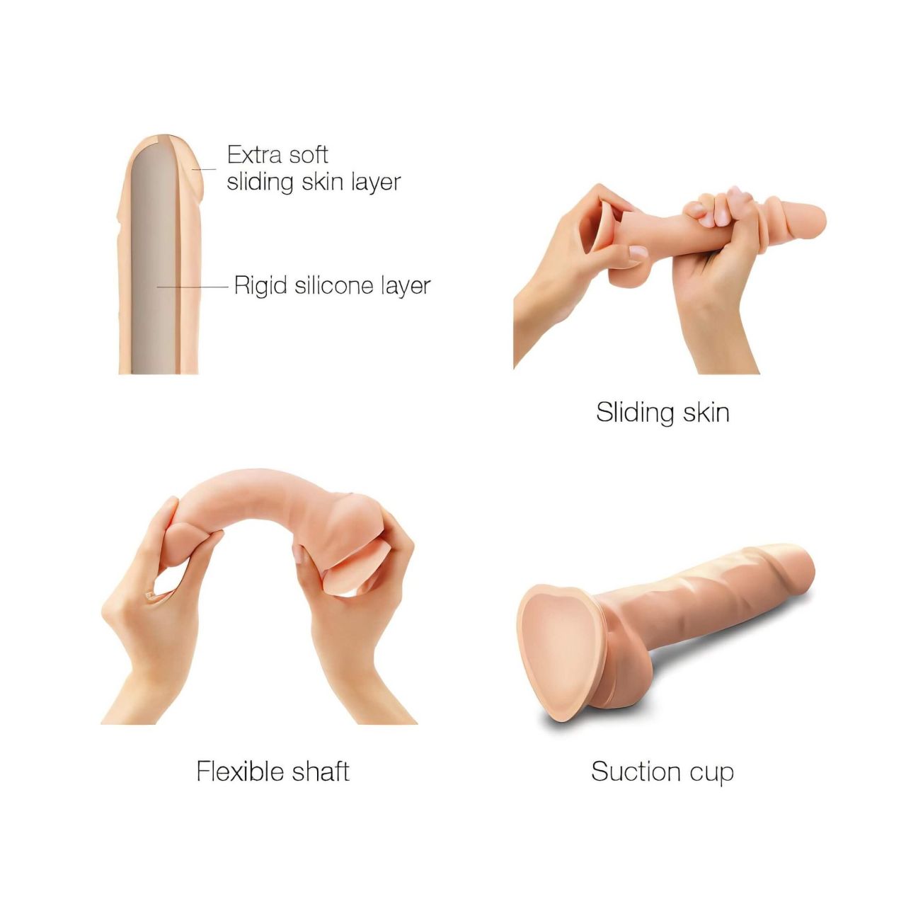 Strap-on-me S - kétrétegű, tapadókorongos dildó (testszínű)