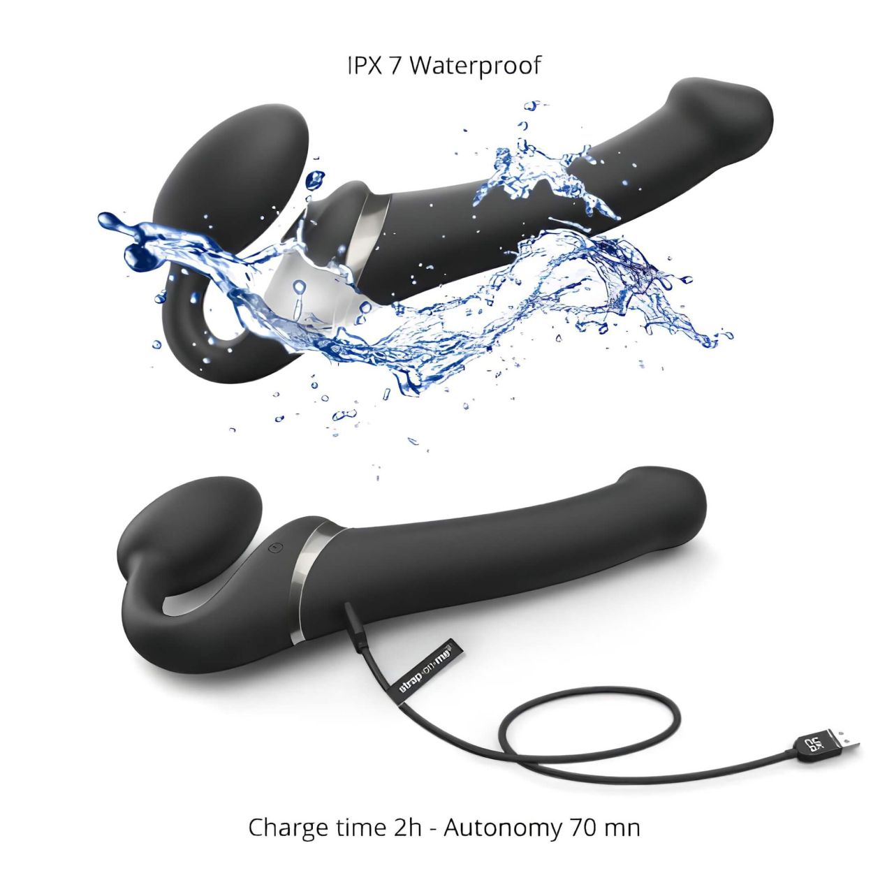 Strap-on-me S - felcsatolható, léghullámos vibrátor - (fekete)