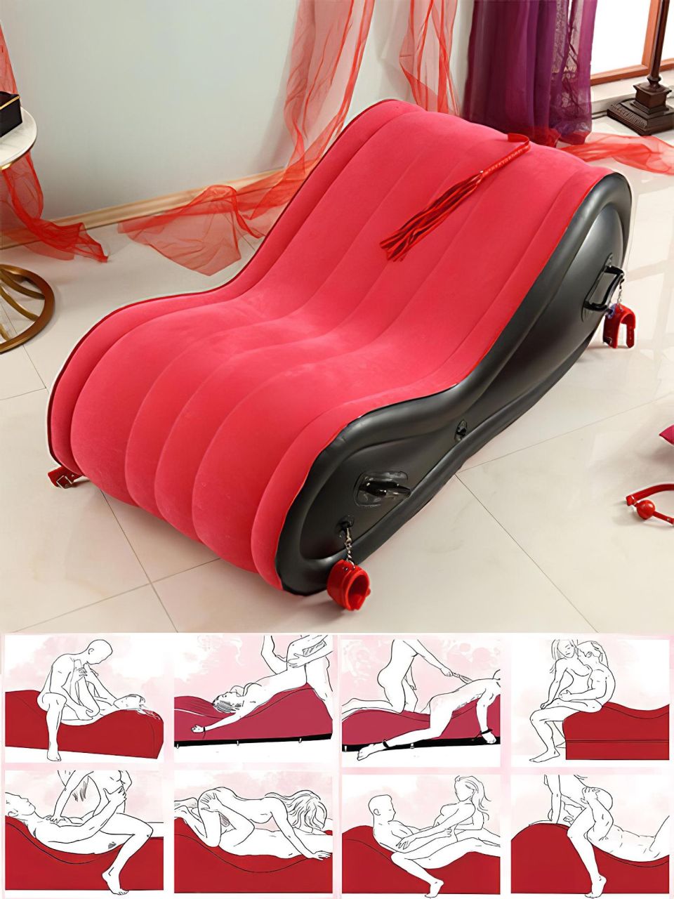 Desirel Magic Pillow - felfújható BDSM szexbútor - bilinccsel (piros)