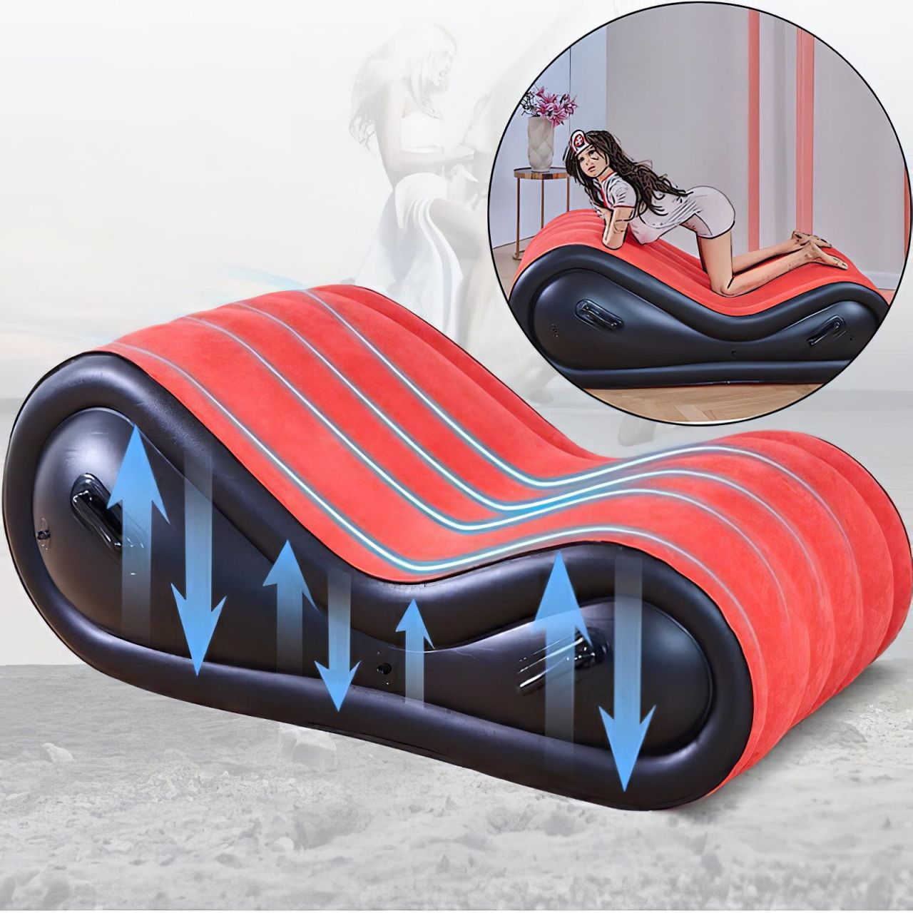 Desirel Magic Pillow - felfújható BDSM szexbútor - bilinccsel (piros)