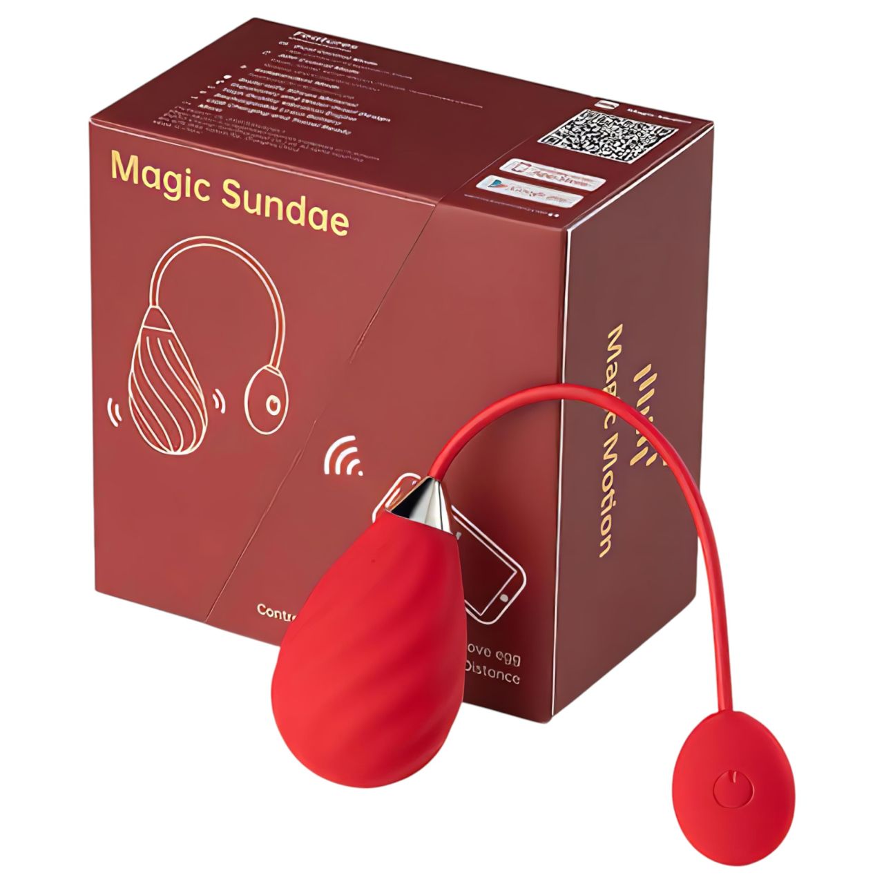 Magic Motion Sundae - hordható App-vezérelt vibrációs tojás (piros)