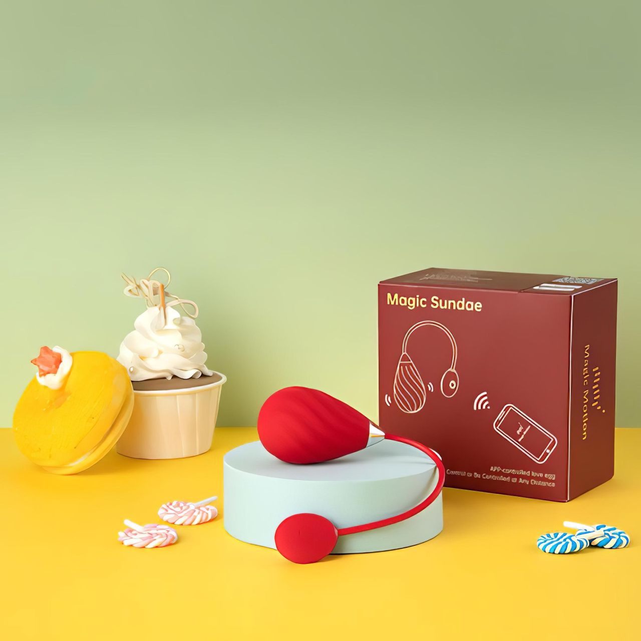 Magic Motion Sundae - hordható App-vezérelt vibrációs tojás (piros)