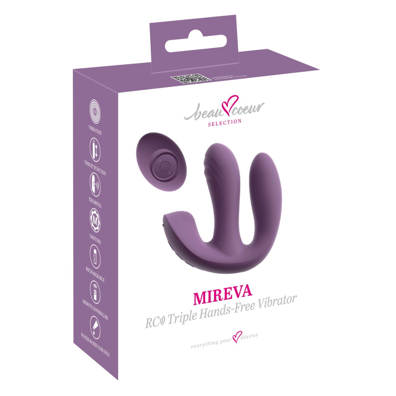 Beau Coeur Mireva - tripla karos, távirányítós vibrátor (lila) Beau Coeur Mireva - tripla karos, távirányítós vibrátor (lila)