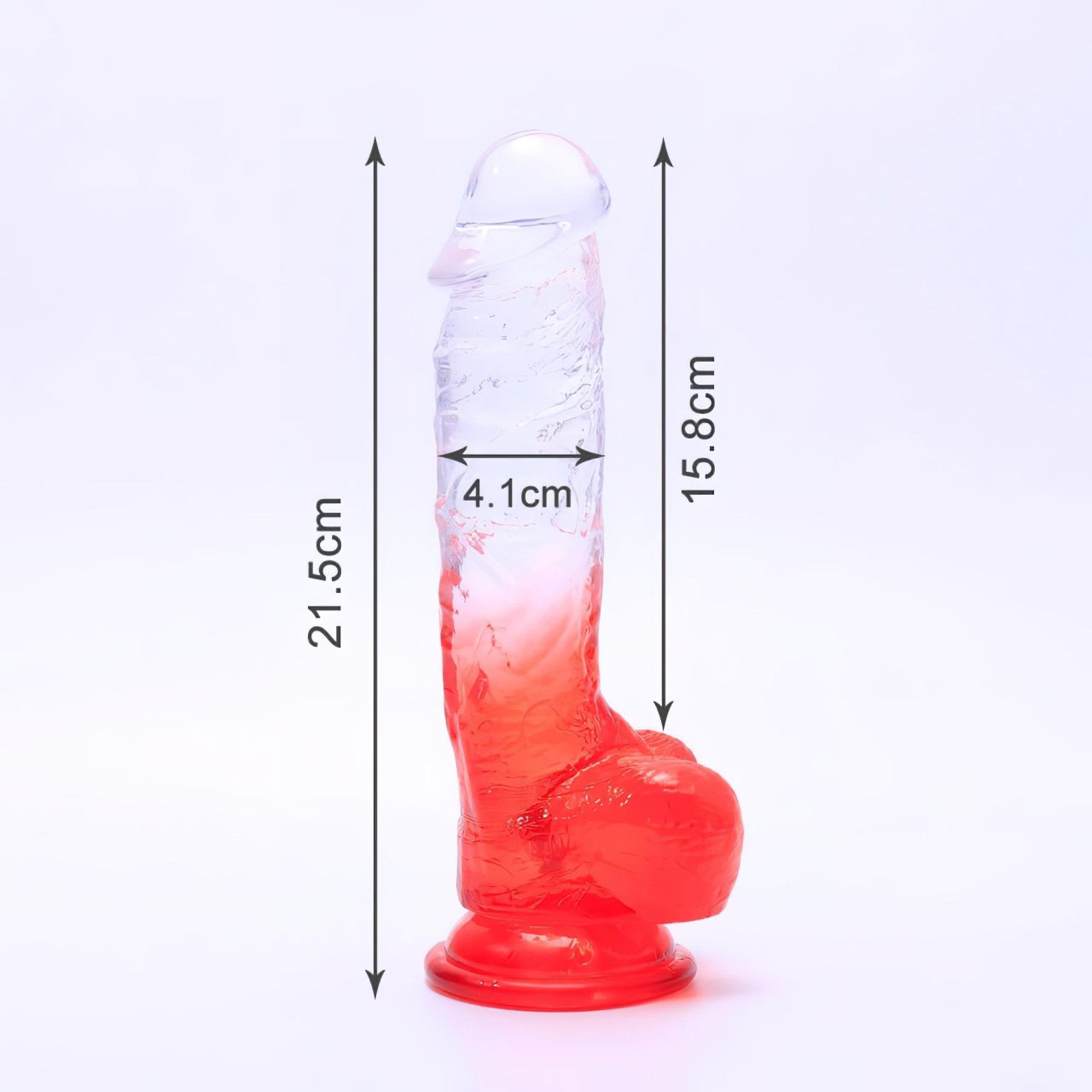 Sunfo - tapadókorongos, herés dildó - 21 cm (átlátszó-piros) Sunfo - tapadókorongos, herés dildó - 21 cm (átlátszó-piros)