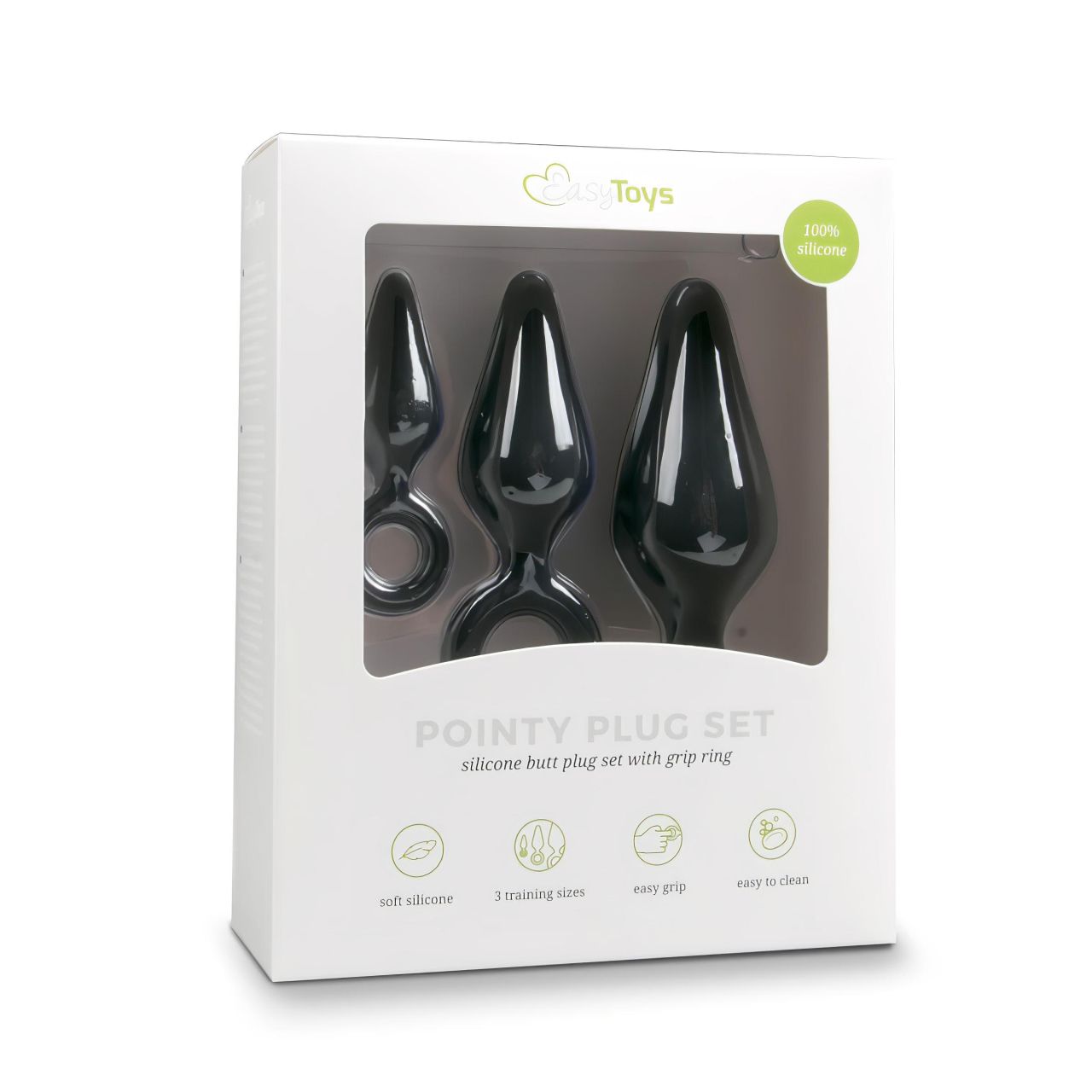 EasyToys - fekete gyűrűs anál plug szett kezdőknek (3 db) EasyToys - fekete gyűrűs anál plug szett kezdőknek (3 db)