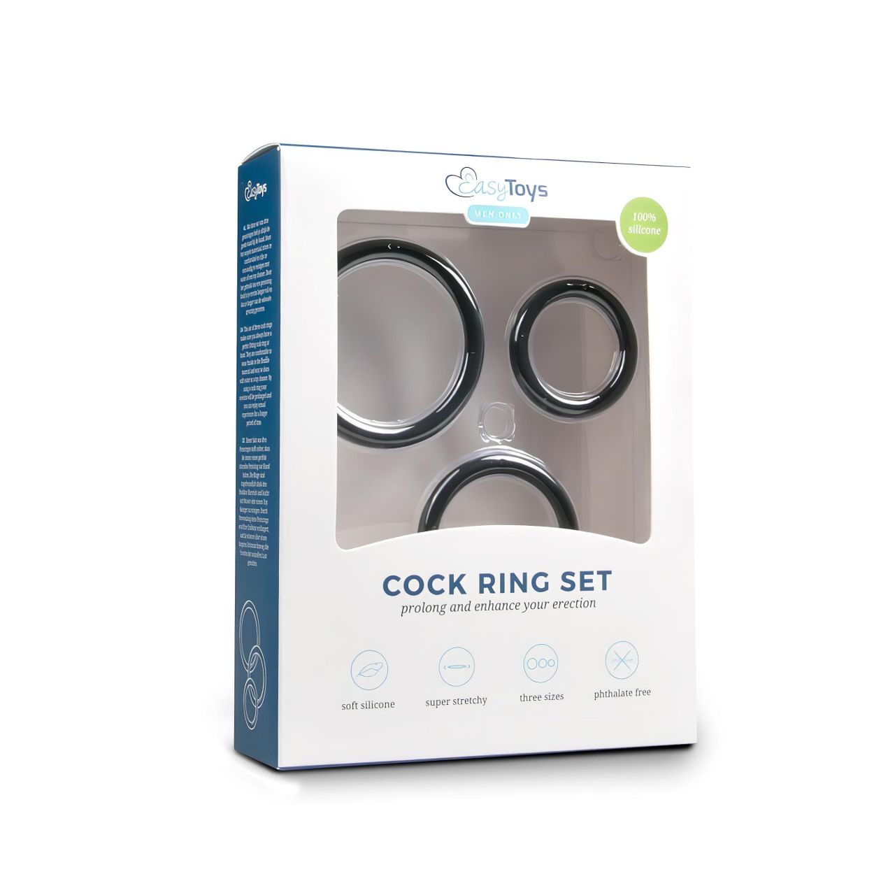 EasyToys - szilikon péniszgyűrű szett - 3 részes (fekete)
