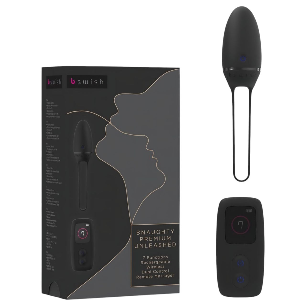 B SWISH Premium - hordható akkus, rádiós vibrációs tojás (fekete)