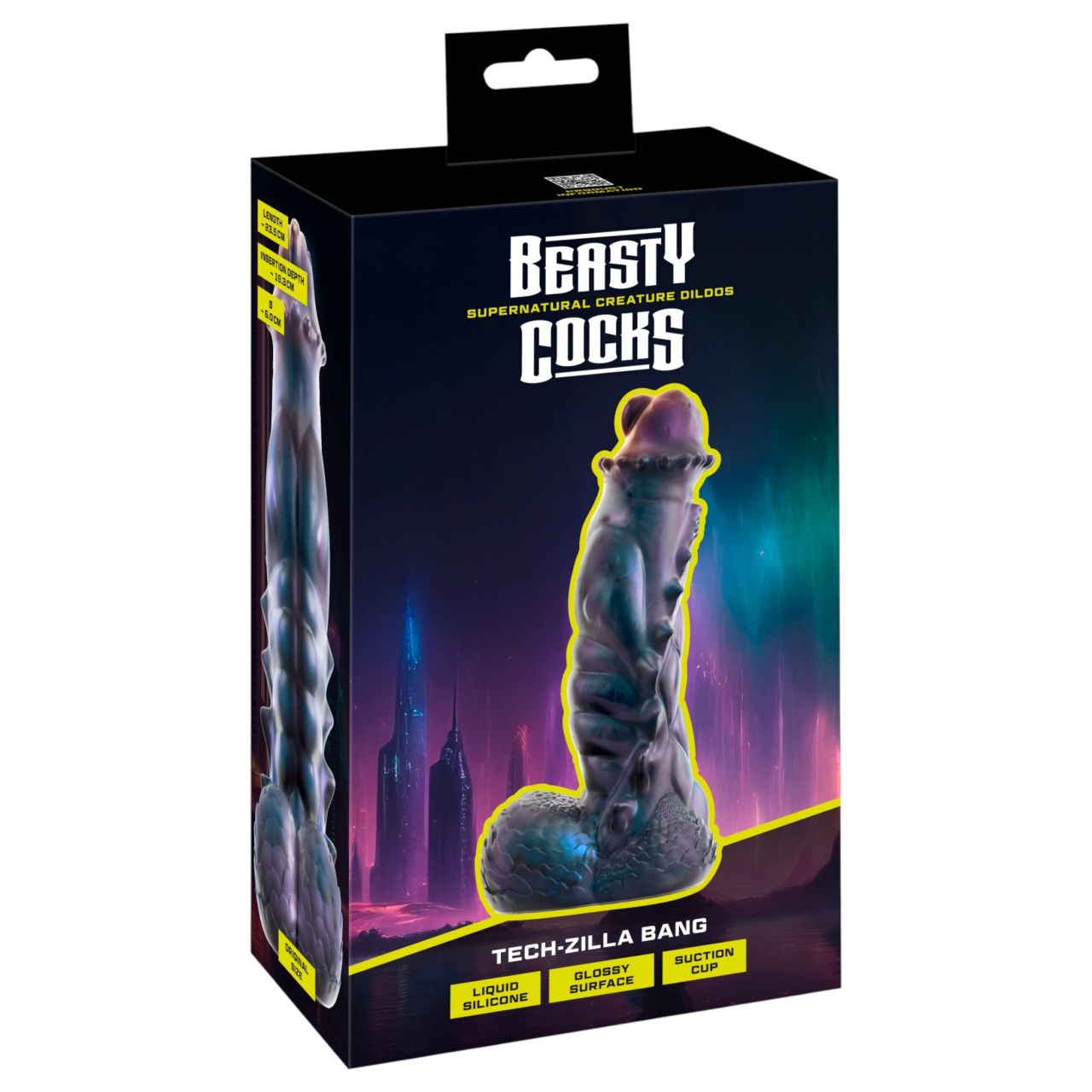 Beasty Cocks Tech-Zilla Bang - tapadókorongos monster dildó (lila)