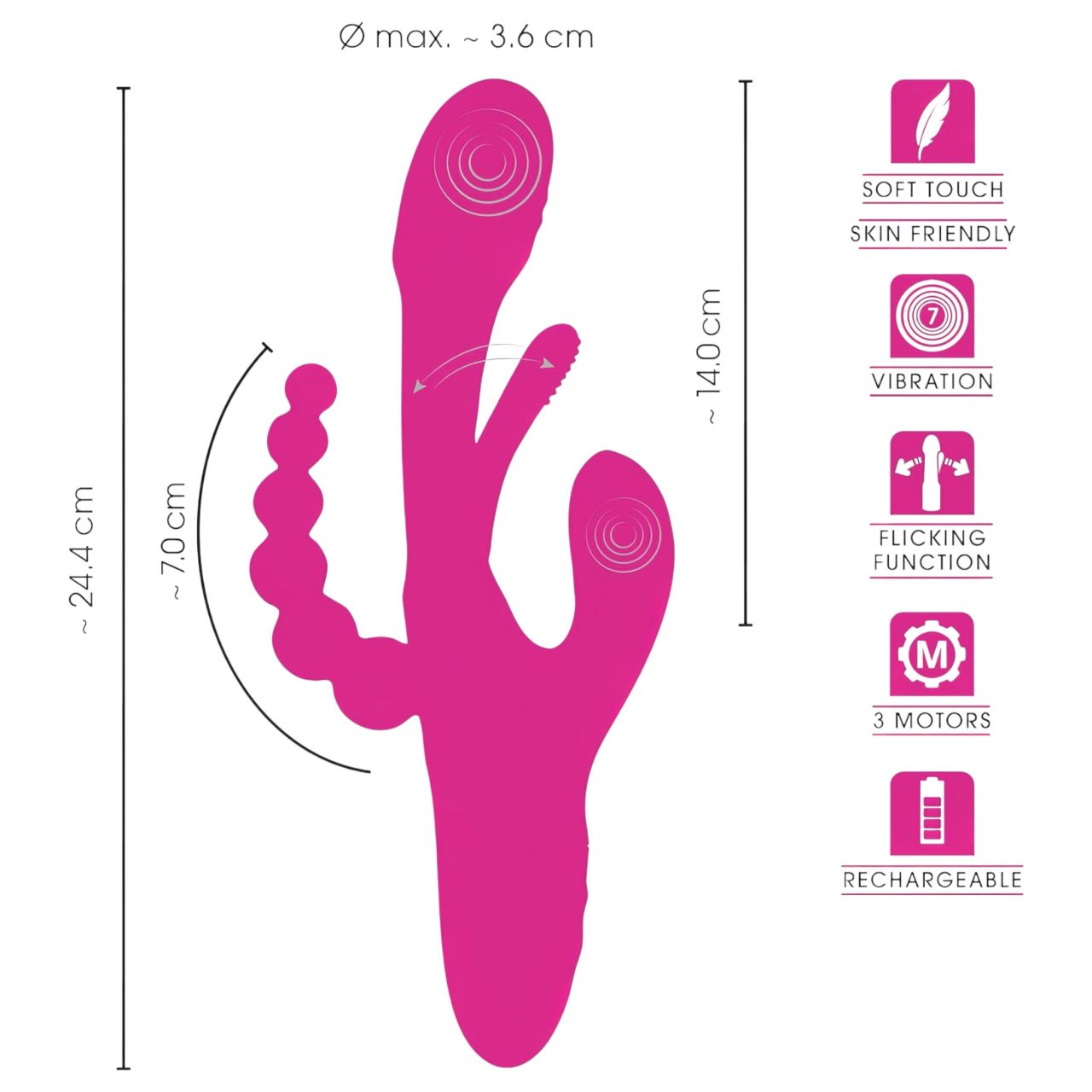 SMILE - tripla karos, nyelves vibrátor (pink) SMILE - tripla karos, nyelves vibrátor (pink)