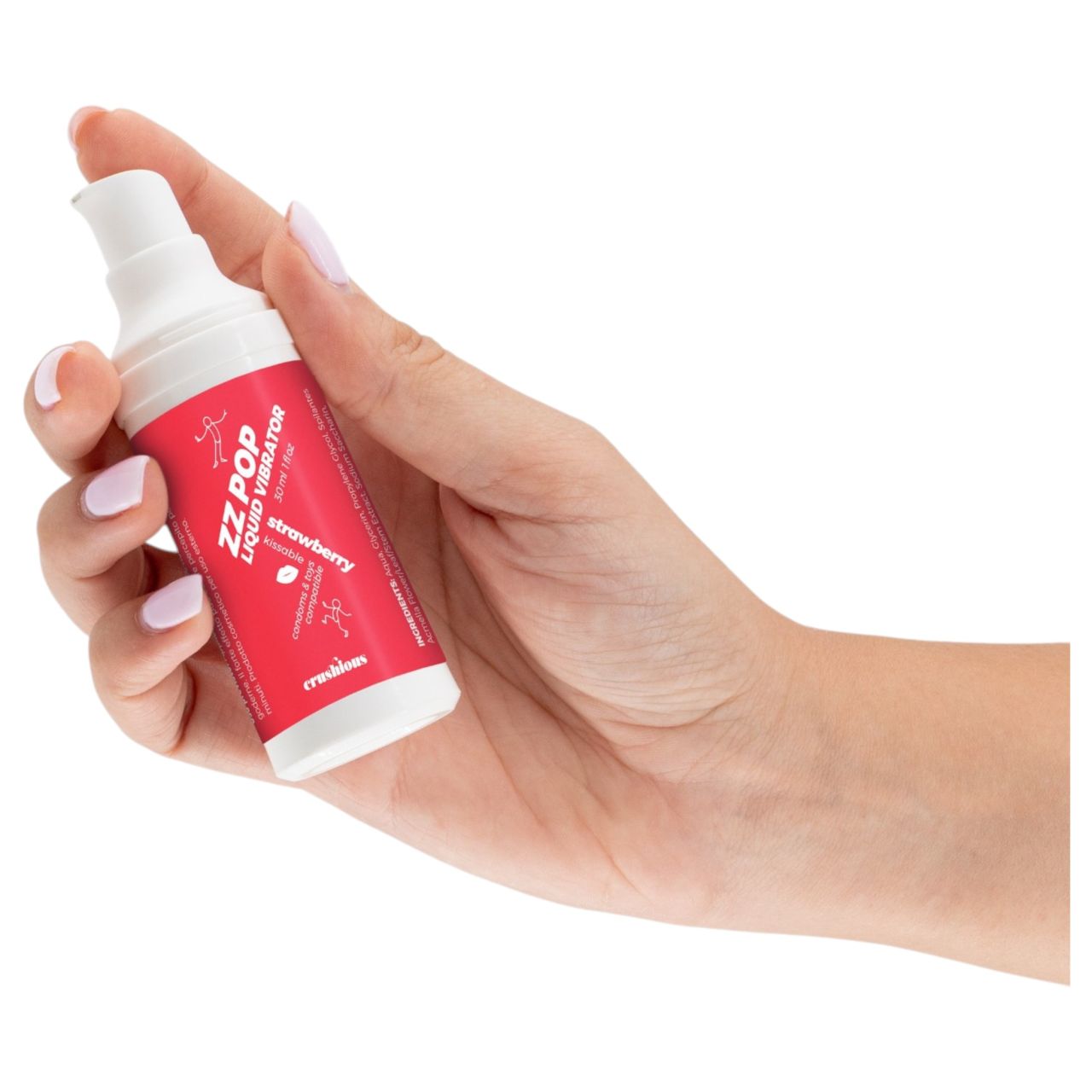 Crushious ZZ Pop - csókolható folyékony vibrátor eper (30ml)