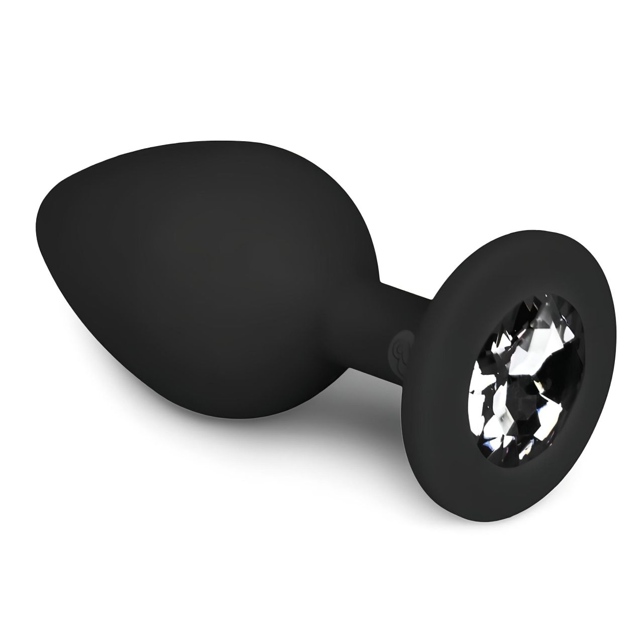 EasyToys Diamond - fehér köves anál plug (közepes, fekete)