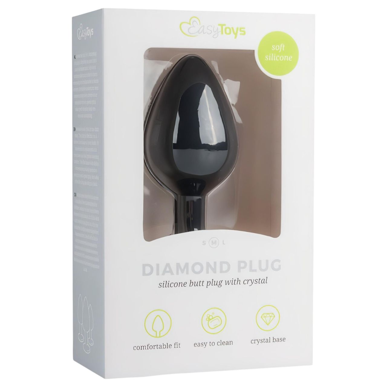 EasyToys Diamond - fehér köves anál plug (közepes, fekete)