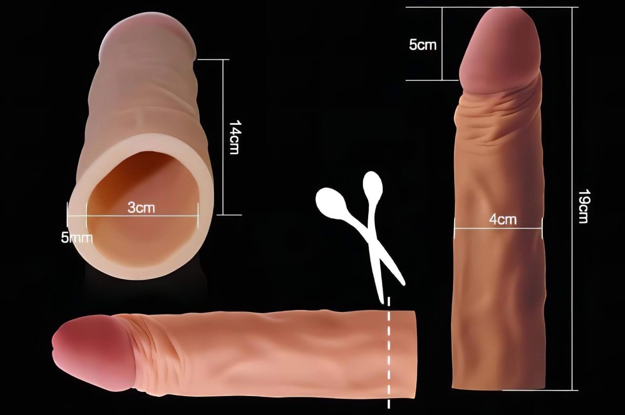Lovetoy Pleasure X-tender - péniszköpeny - 19 cm (testszínű)