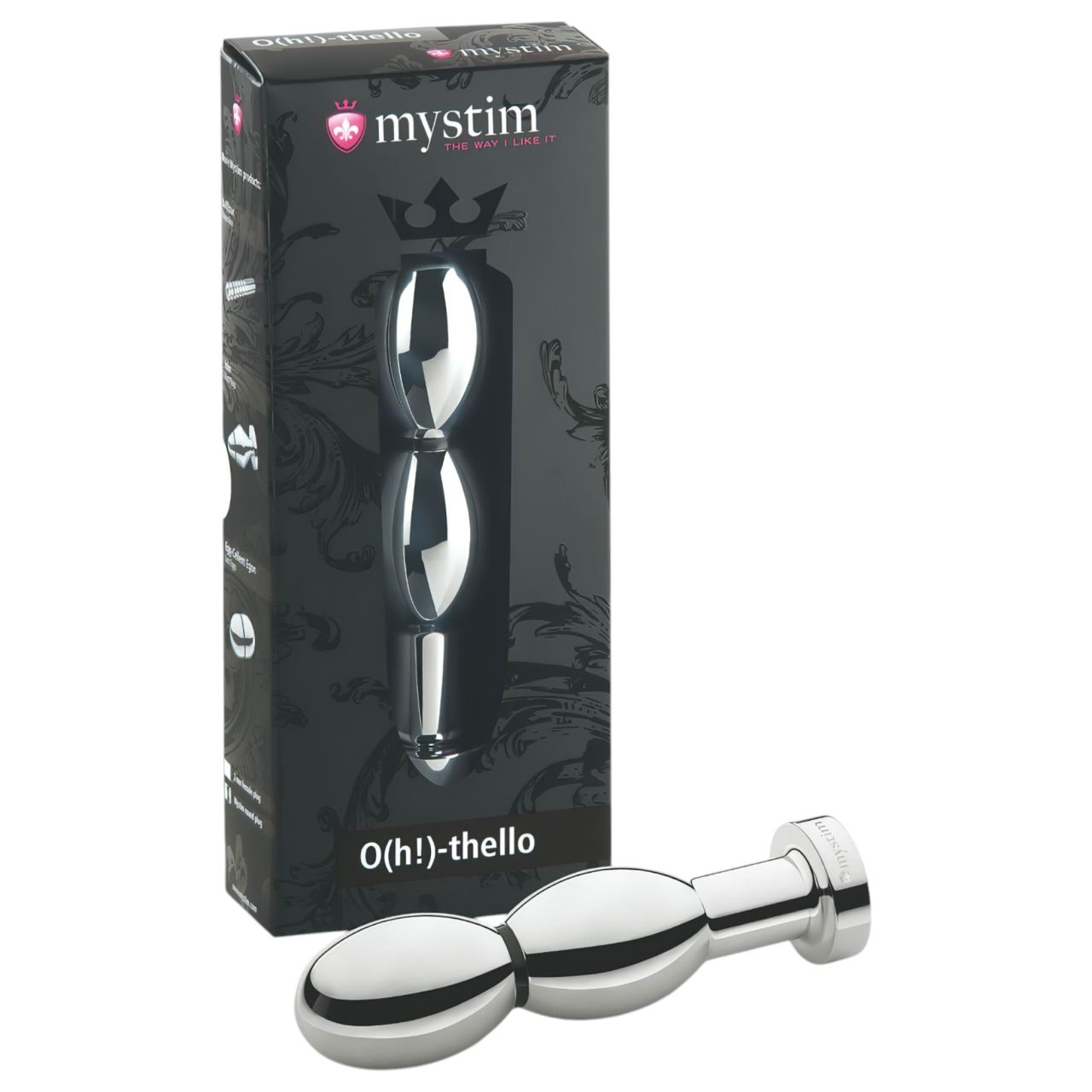 mystim O(h!)-thello - elektro, gömbös anál plug (ezüst)