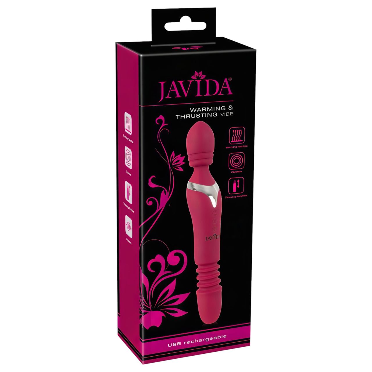Javida Thrusting - 3in1 masszírozó vibrátor (piros) Javida Thrusting - 3in1 masszírozó vibrátor (piros)