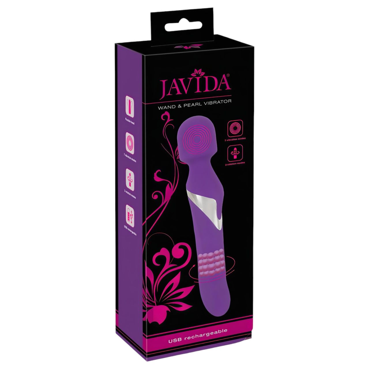Javida Wand & Pearl - 2in1 masszírozó vibrátor (lila) Javida Wand & Pearl - 2in1 masszírozó vibrátor (lila)