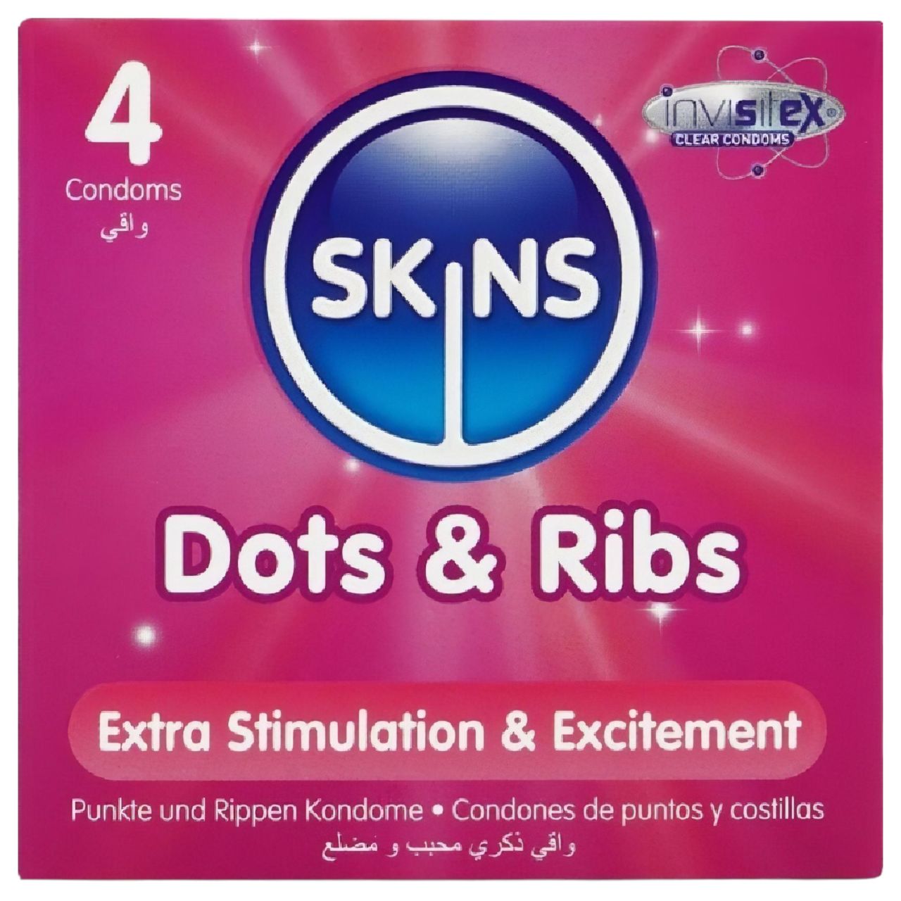 Skins - bordázott és pontozott óvszer (4 db) Skins - bordázott és pontozott óvszer (4 db)