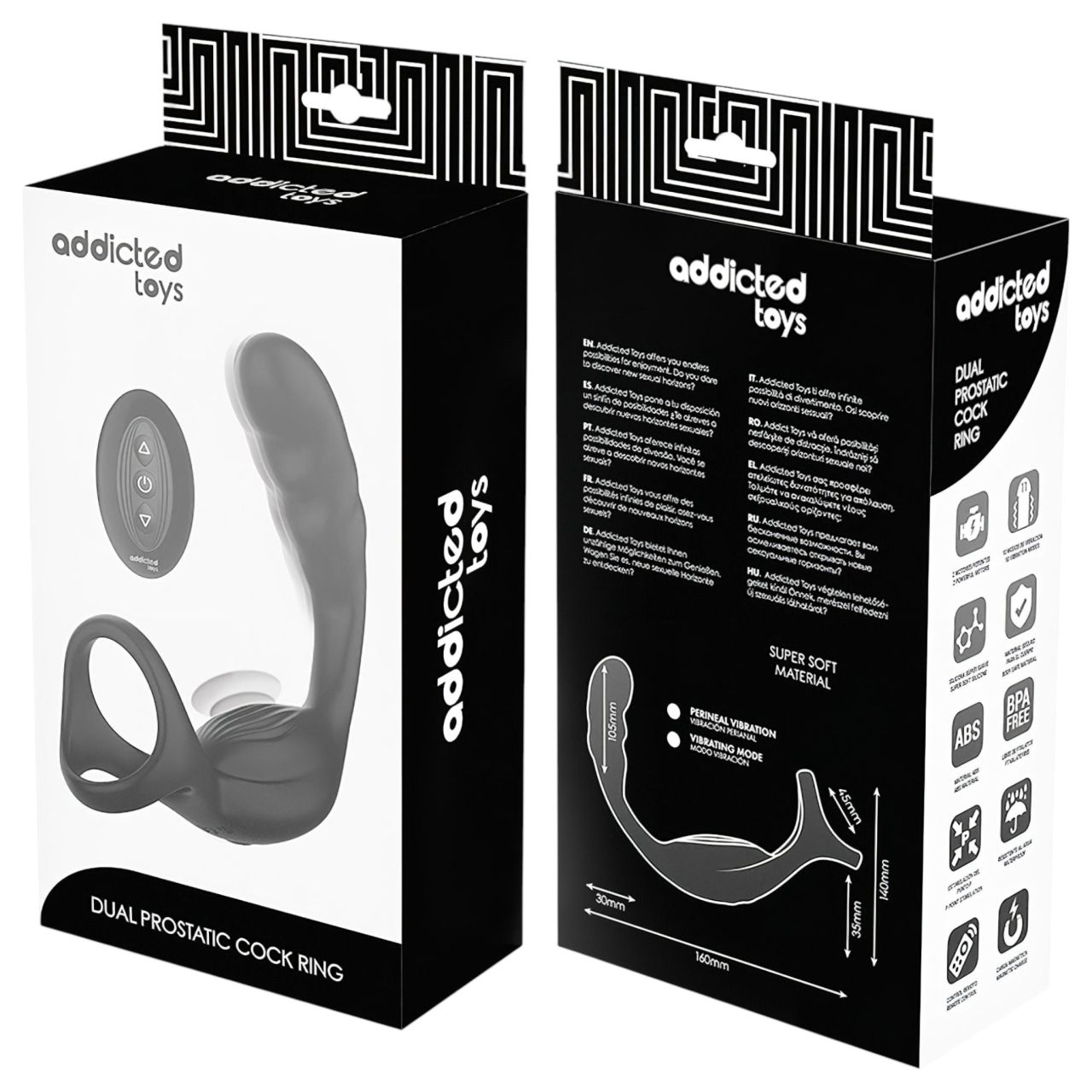 Addicted Toys - análvibrátor pénisz- és heregyűrűvel (fekete)