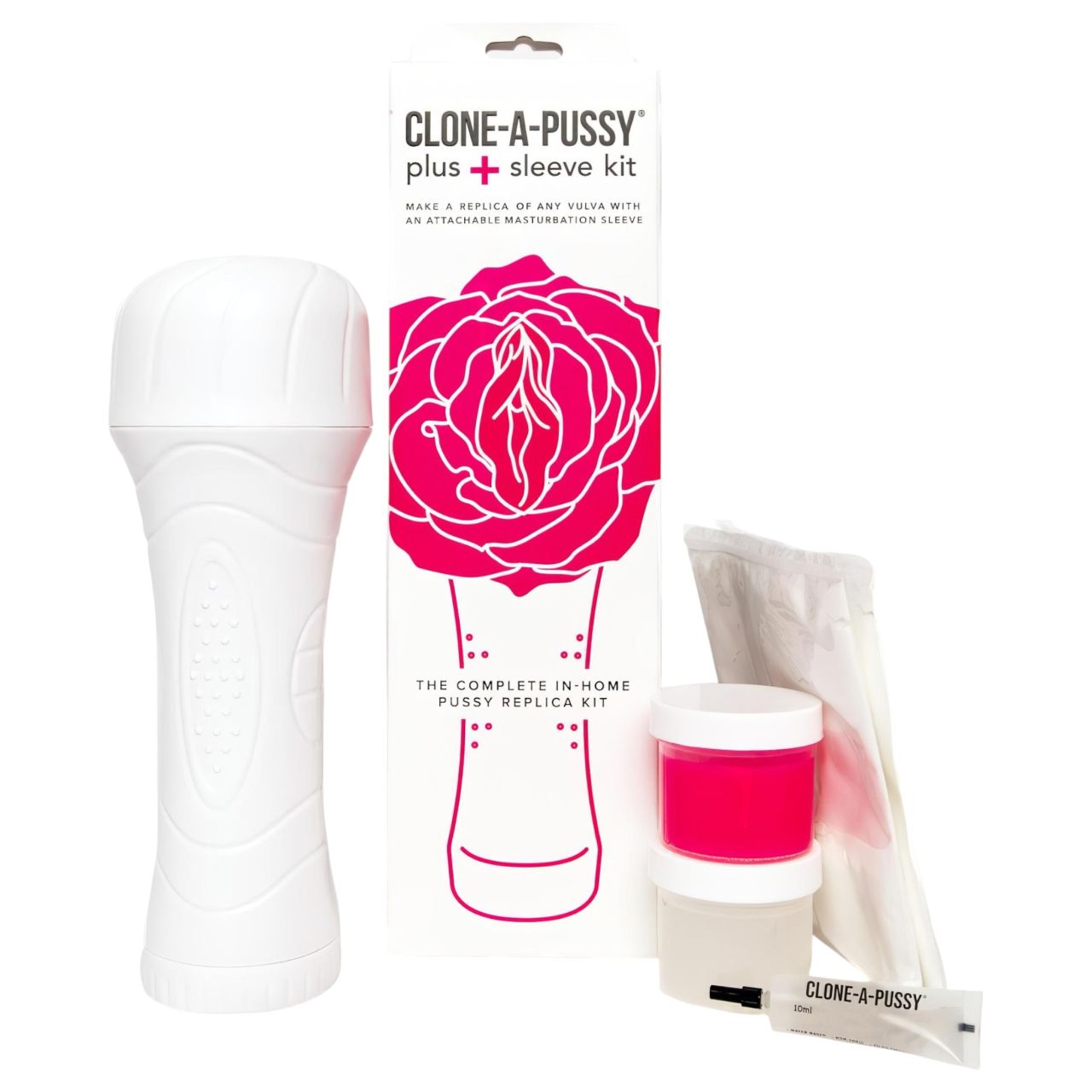 Clone-a-Pussy - puncimásoló és mandzsetta készlet (pink)