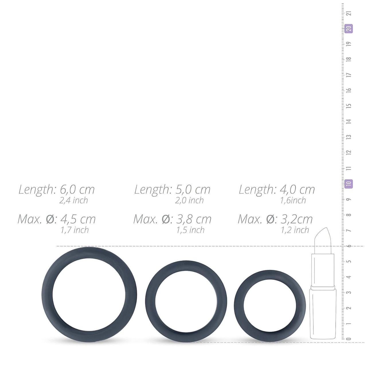 Boners - szilikon péniszgyűrű szett - 3 db (szürke)