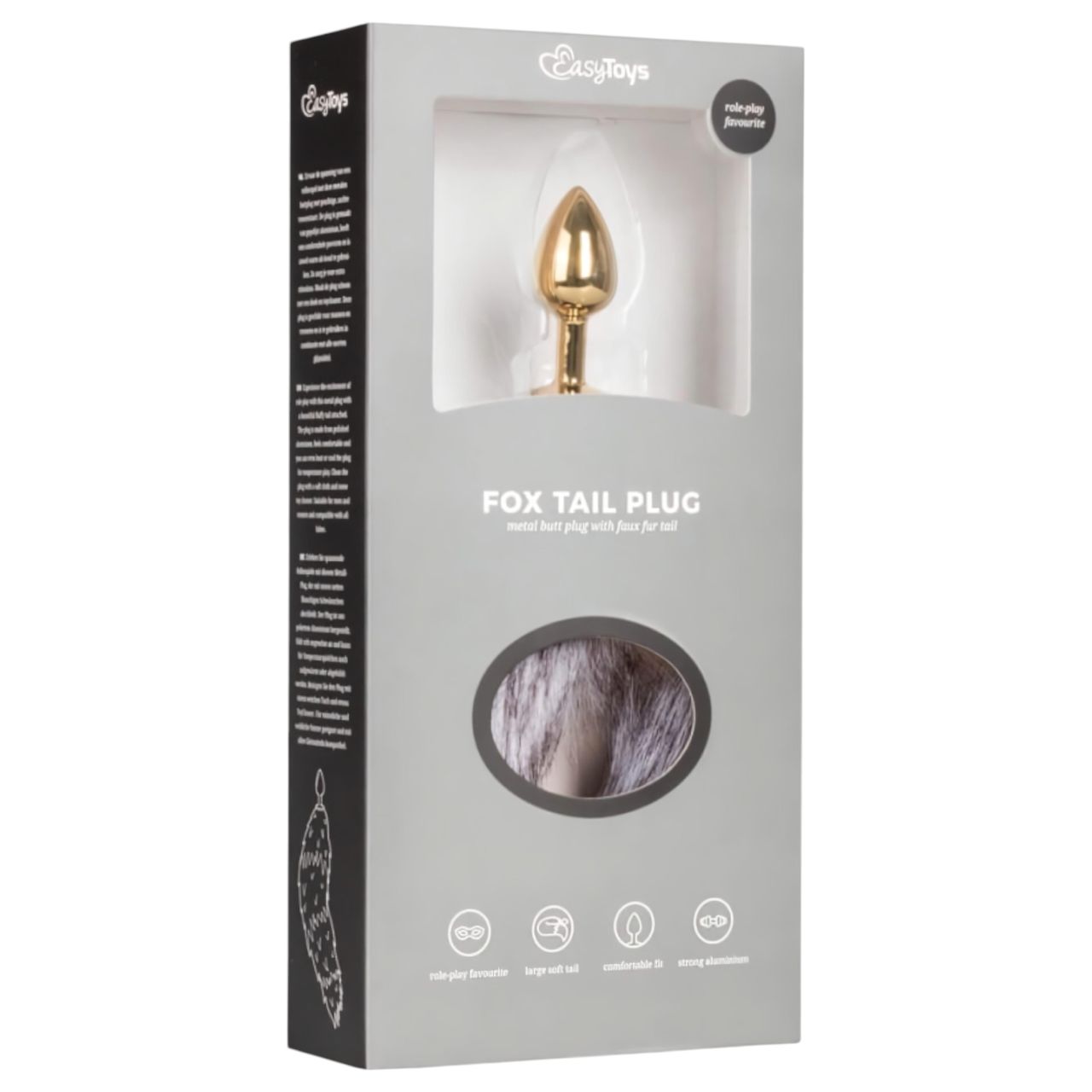 EasyToys Fox NO5 - fém anál plug rókafarokkal (arany-ezüst) EasyToys Fox NO5 - fém anál plug rókafarokkal (arany-ezüst)