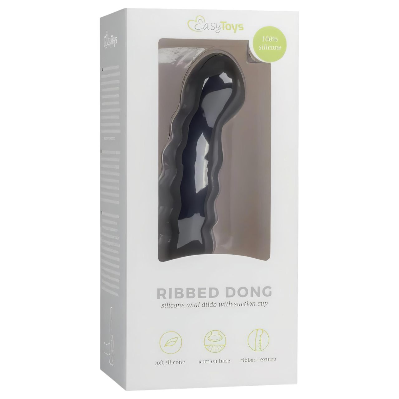 EasyToys Ribbed - tapadókorongos anál dildó (14 cm, fekete) EasyToys Ribbed - tapadókorongos anál dildó (14 cm, fekete)