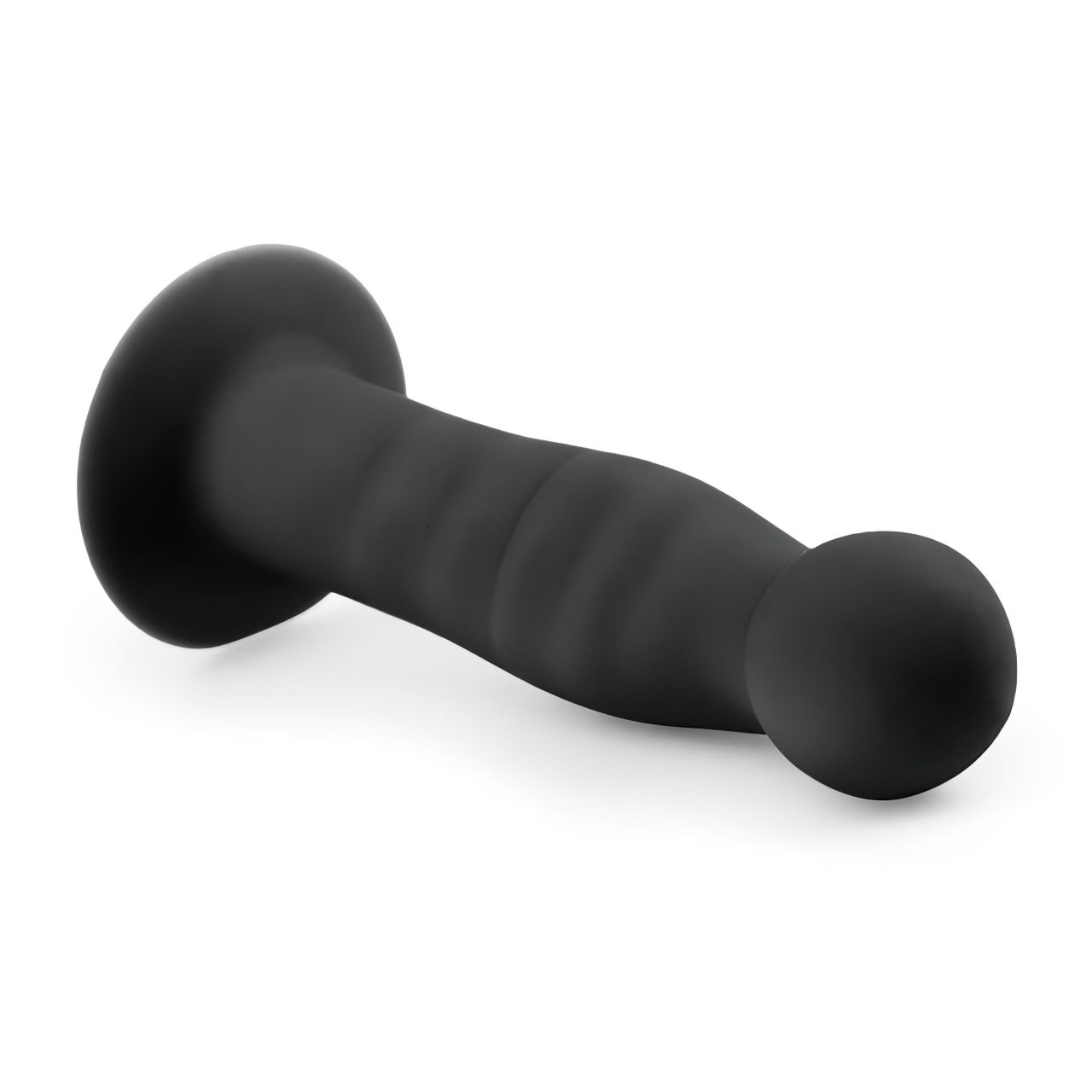 EasyToys Ribbed - tapadókorongos anál dildó (14 cm, fekete) EasyToys Ribbed - tapadókorongos anál dildó (14 cm, fekete)