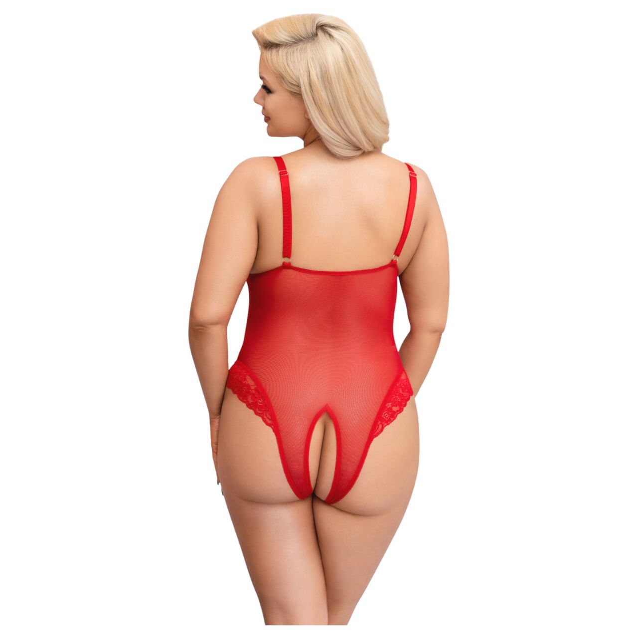 Cottelli Curves - áttetsző csipke body (piros)