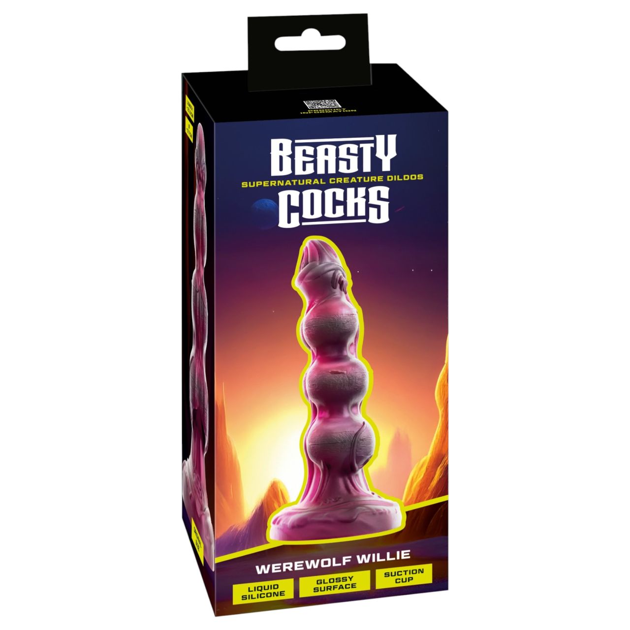 Beasty Cocks - Werewolf Willie dildó tapadókoronggal - bordó (21 cm)