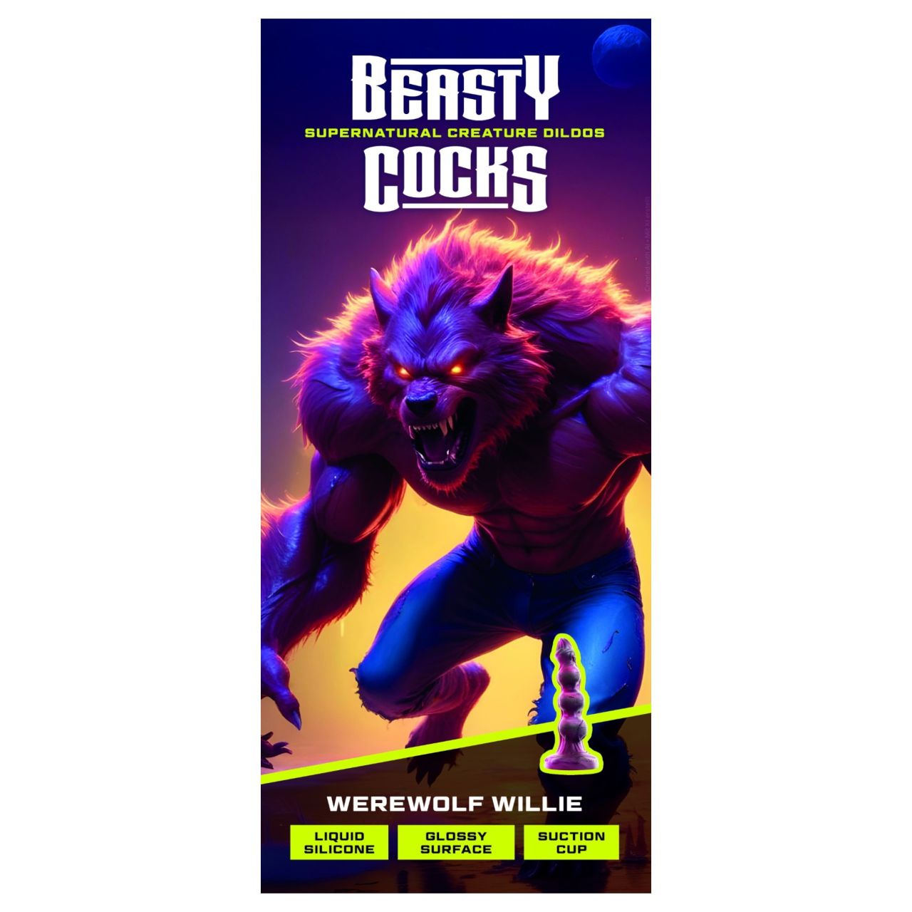 Beasty Cocks - Werewolf Willie dildó tapadókoronggal - bordó (21 cm)