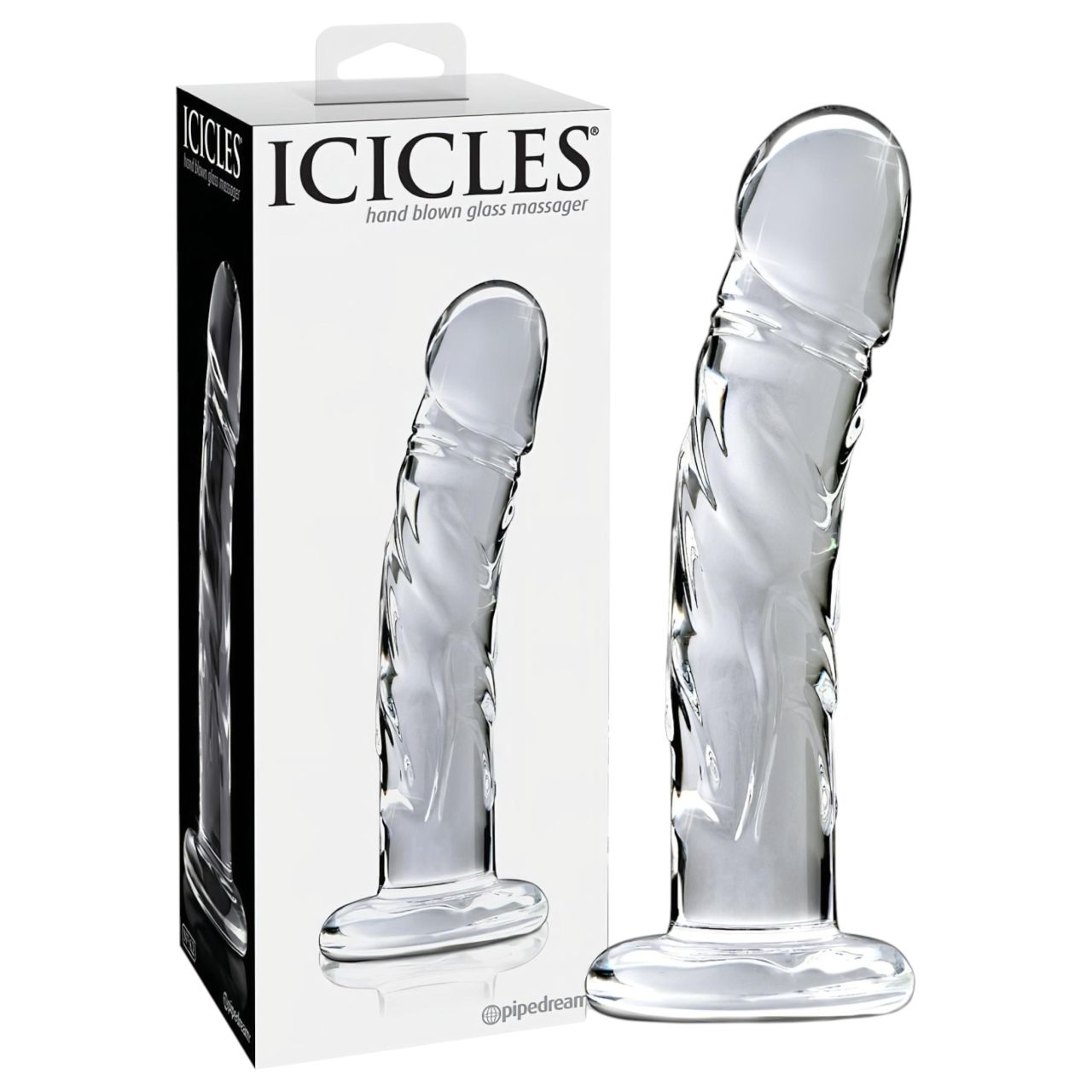Icicles No. 62 - péniszes üveg dildó (átlátszó)