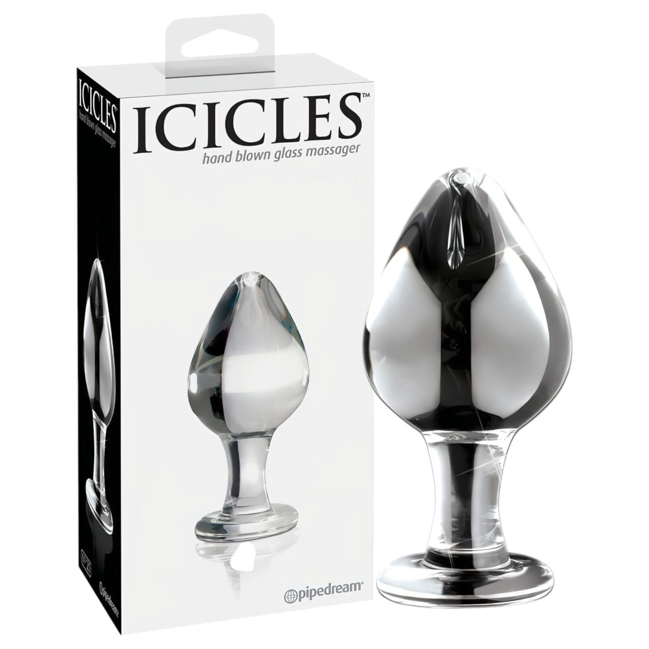 Icicles No. 25 - kúpos, üveg anál plug (átlátszó)