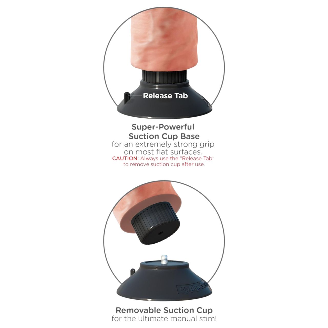 King Cock 9 tapadókorongos vibrátor (23 cm, testszínű)