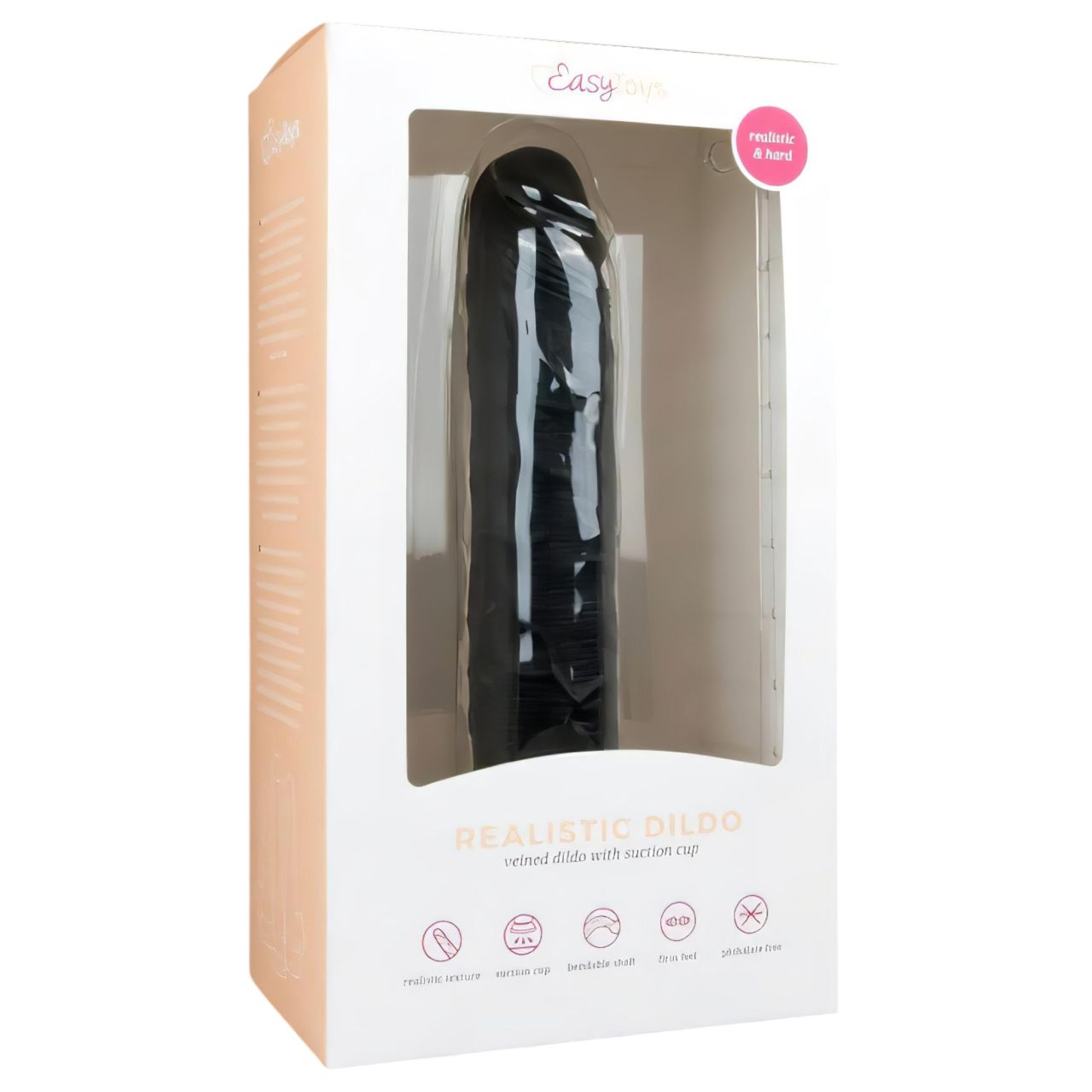 EasyToys - tapadókorongos extra nagy dildó (28,5 cm, fekete)
