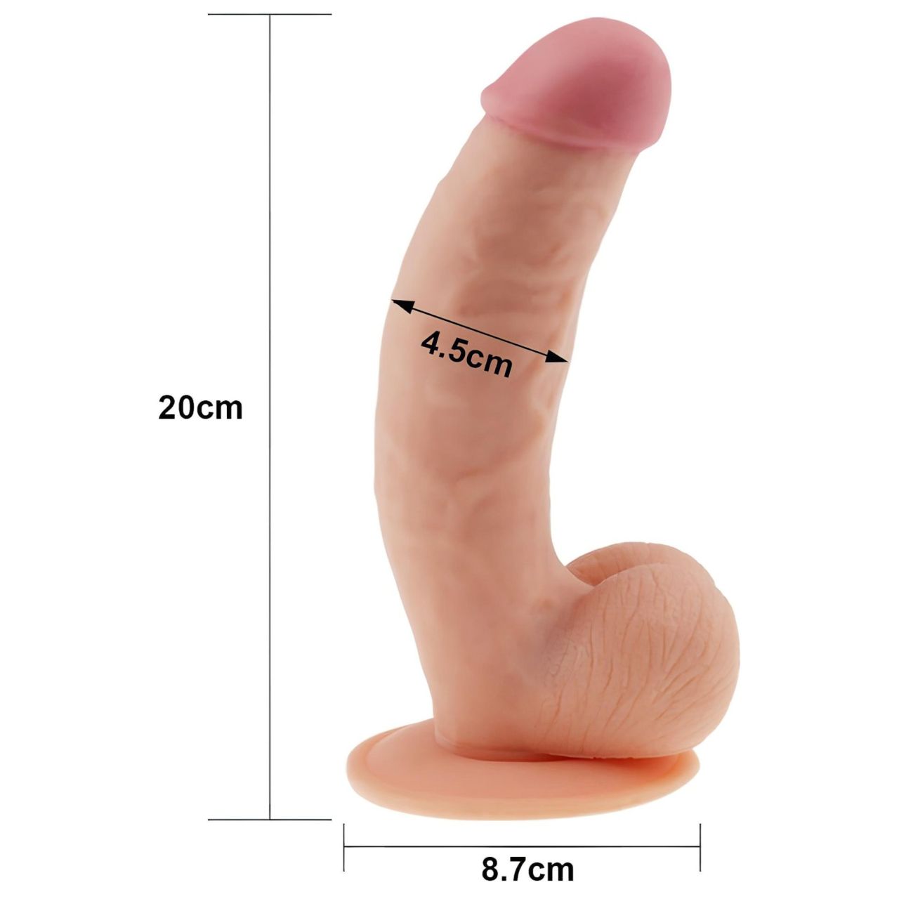 Lovetoy Ultra Soft - rugalmas, élethű dildó - 21,5 cm (testszínű)