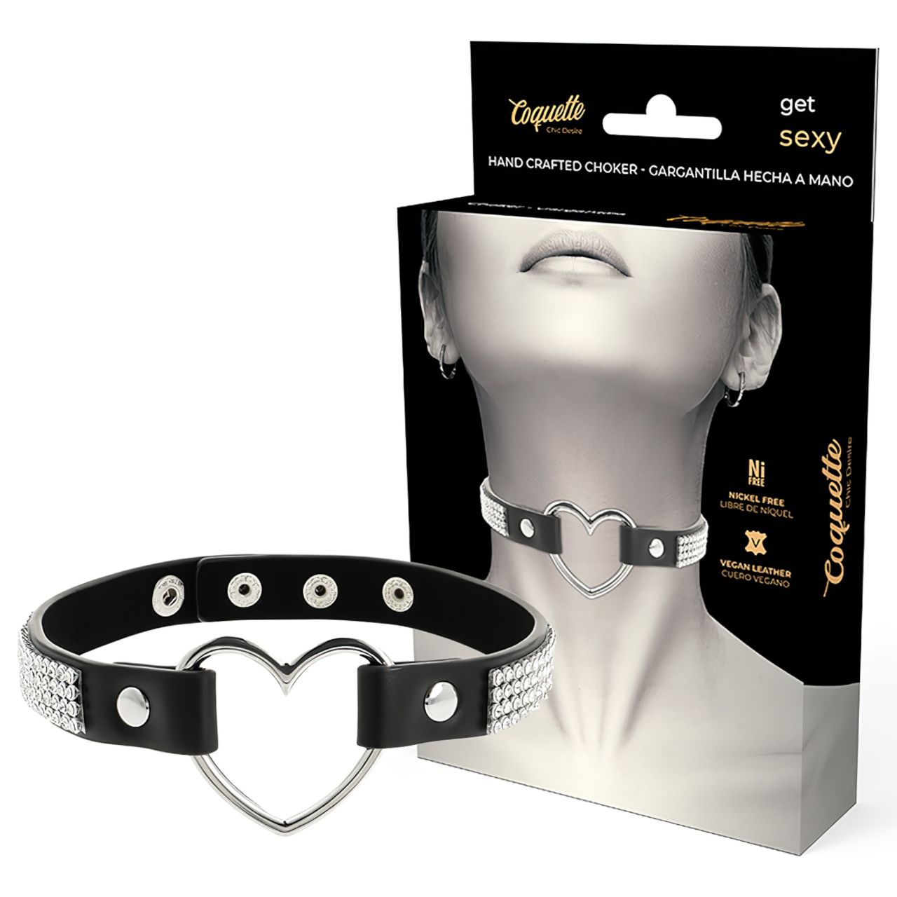 Coquette - strasszos choker szív medállal (fekete) Coquette - strasszos choker szív medállal (fekete)