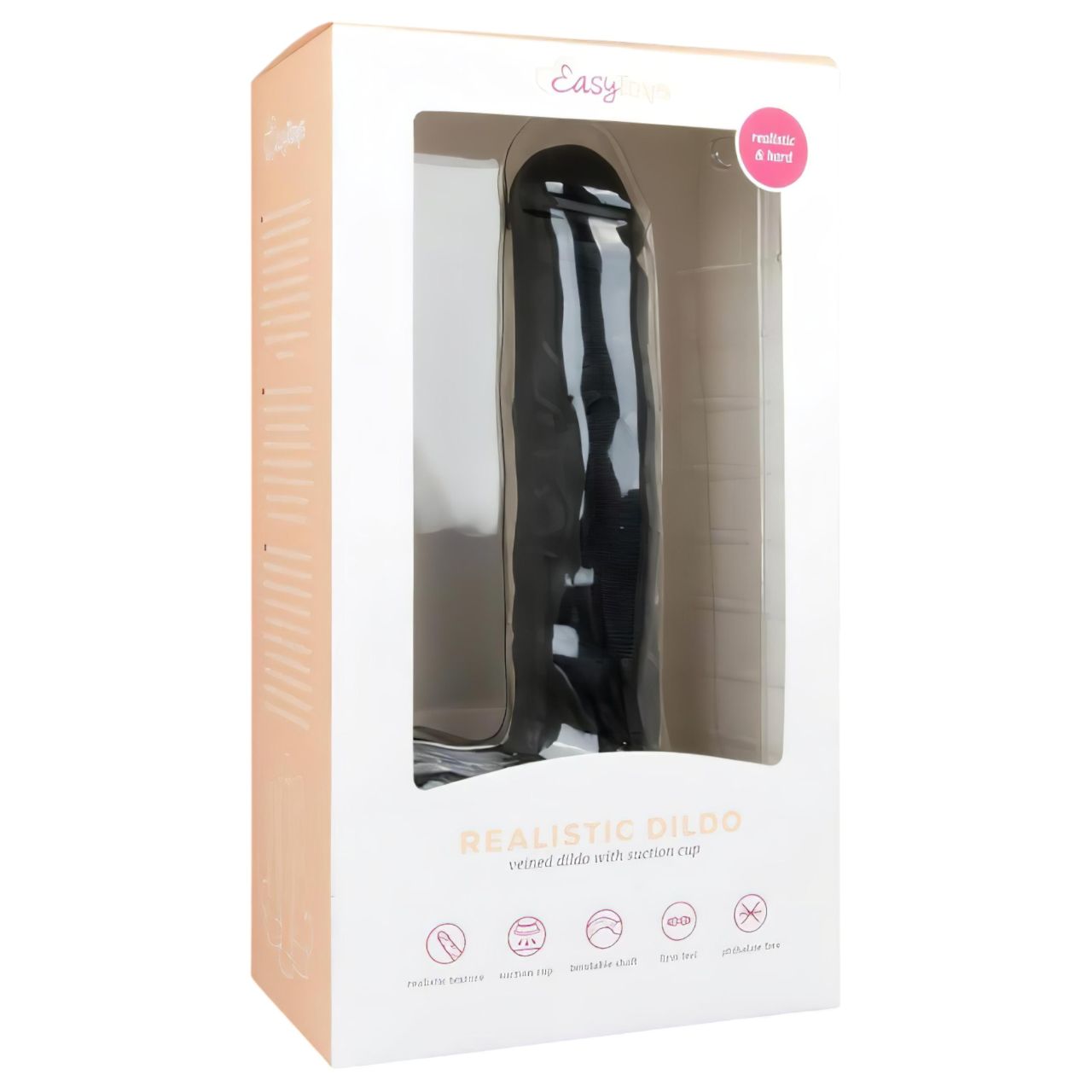 EasyToys - tapadókorongos, herés nagy dildó (26,5 cm, fekete)