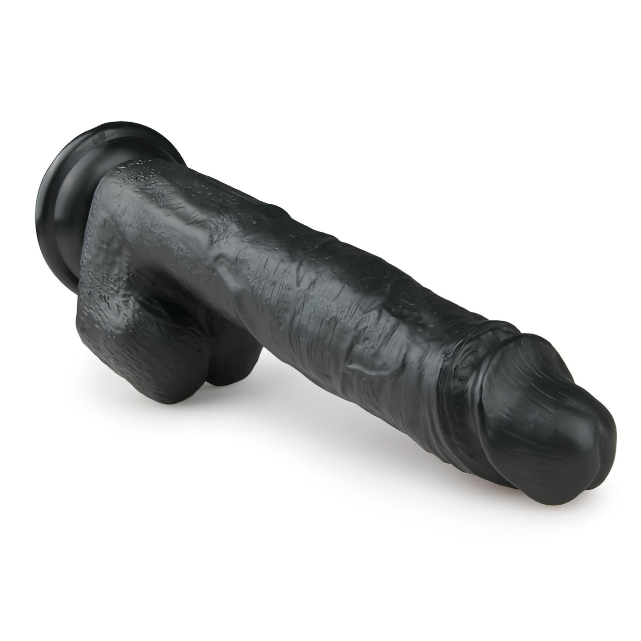 EasyToys - tapadókorongos, herés nagy dildó (26,5 cm, fekete)
