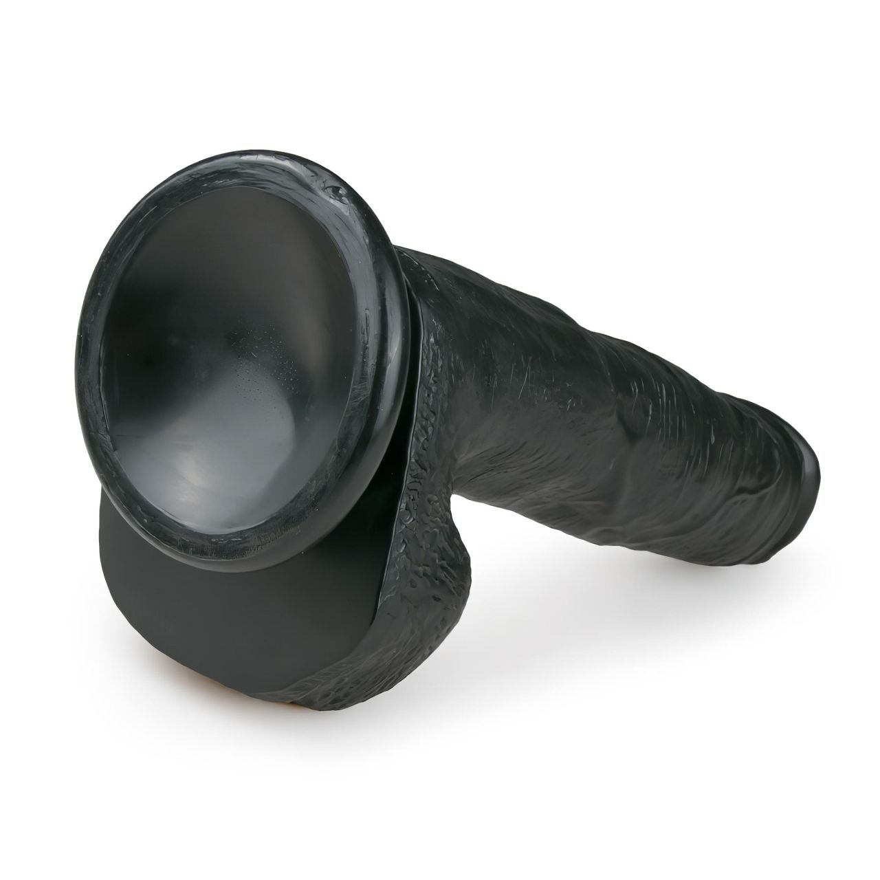 EasyToys - tapadókorongos, herés nagy dildó (26,5 cm, fekete)