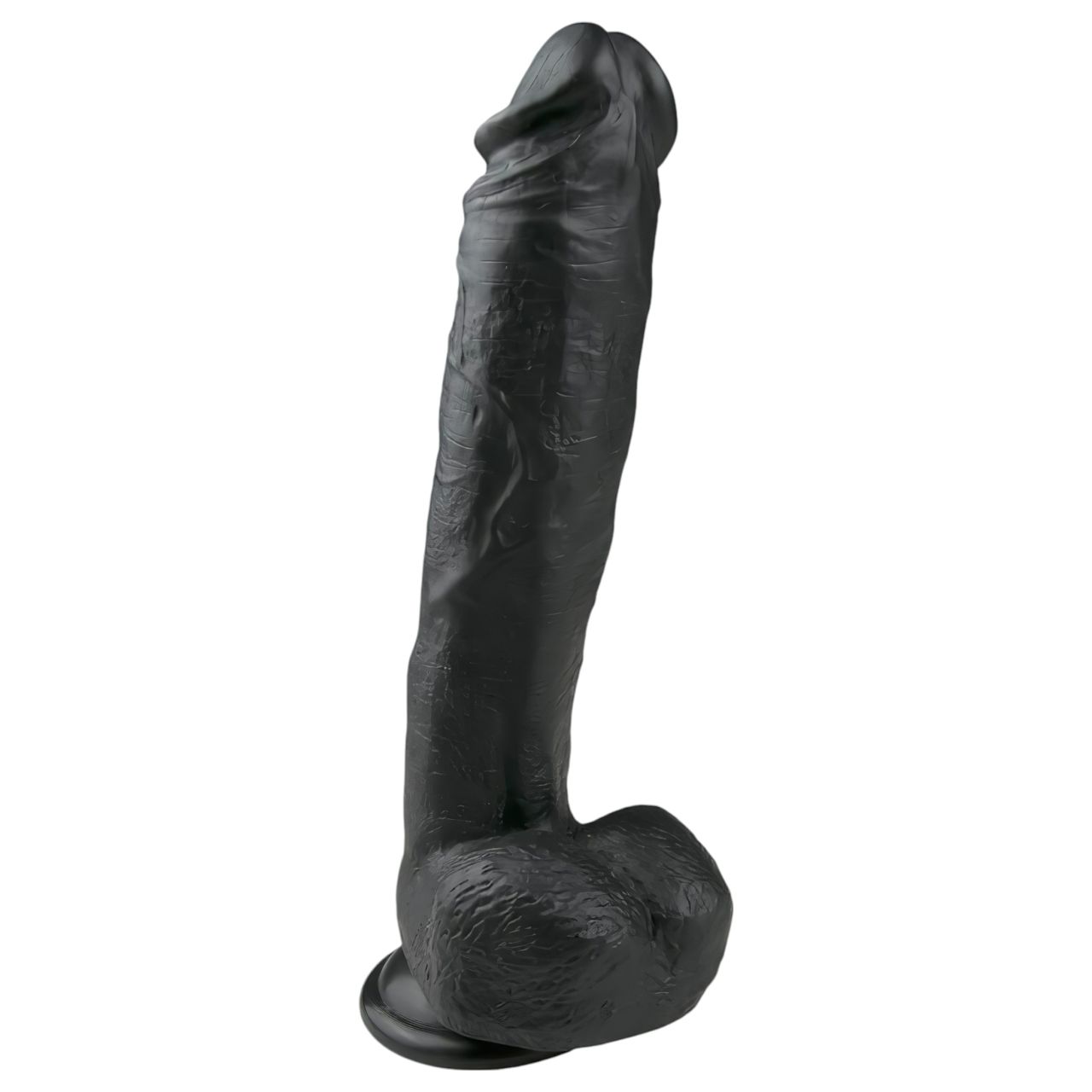 EasyToys - tapadókorongos, herés nagy dildó (26,5 cm, fekete)