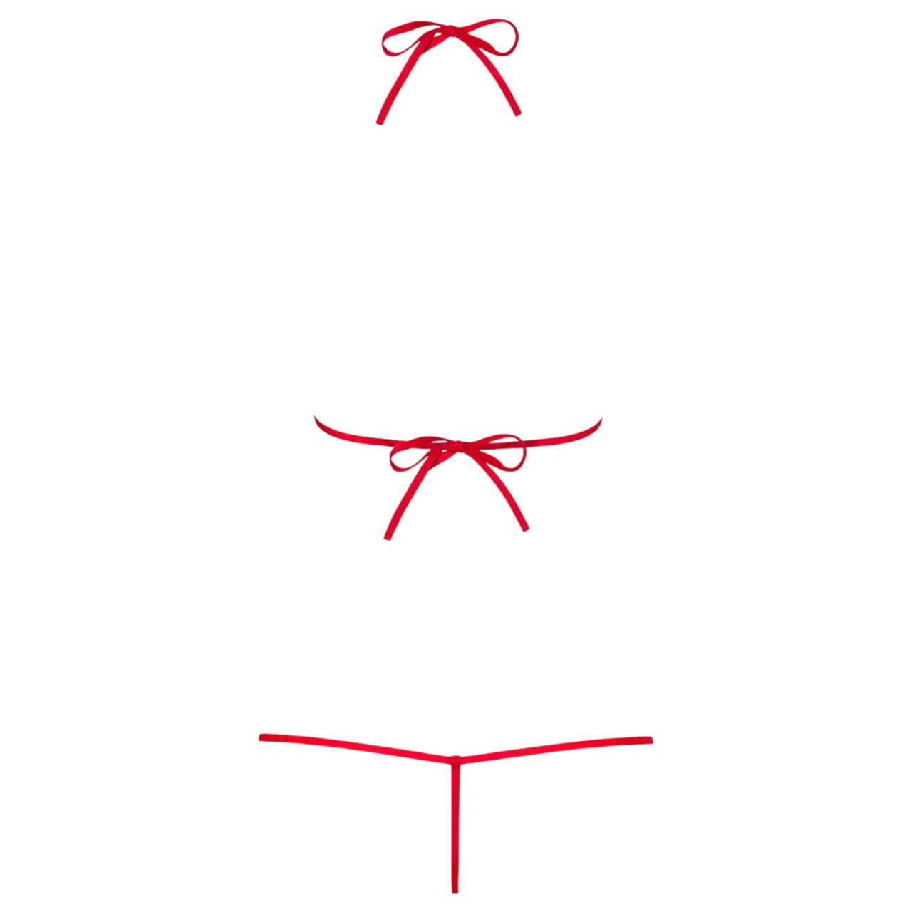 Obsessive Luiza - tulipános, pántos body (piros, S/M)